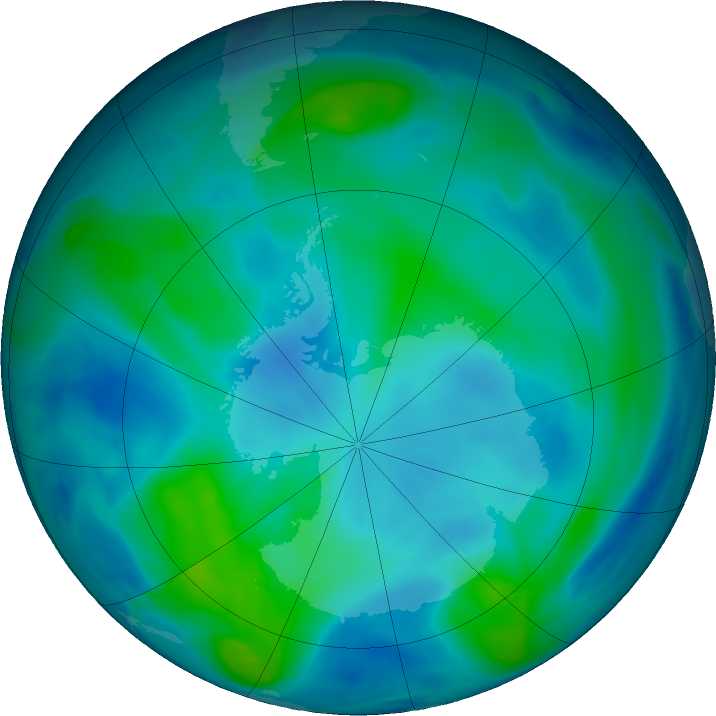 Antarctic ozone map for 03 March 2024